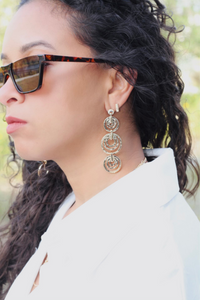 Ximena Gold Hammered Circular Hoop Dangling Earrings