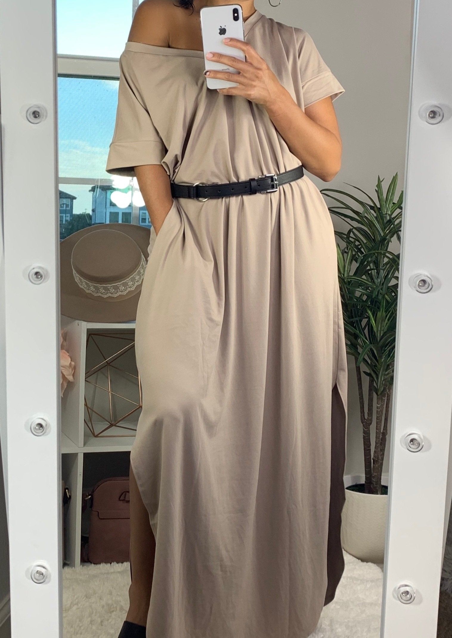 Vacay Maxi Casual Loose Pocket Long Dress Short Sleeve Split Maxi Dresses